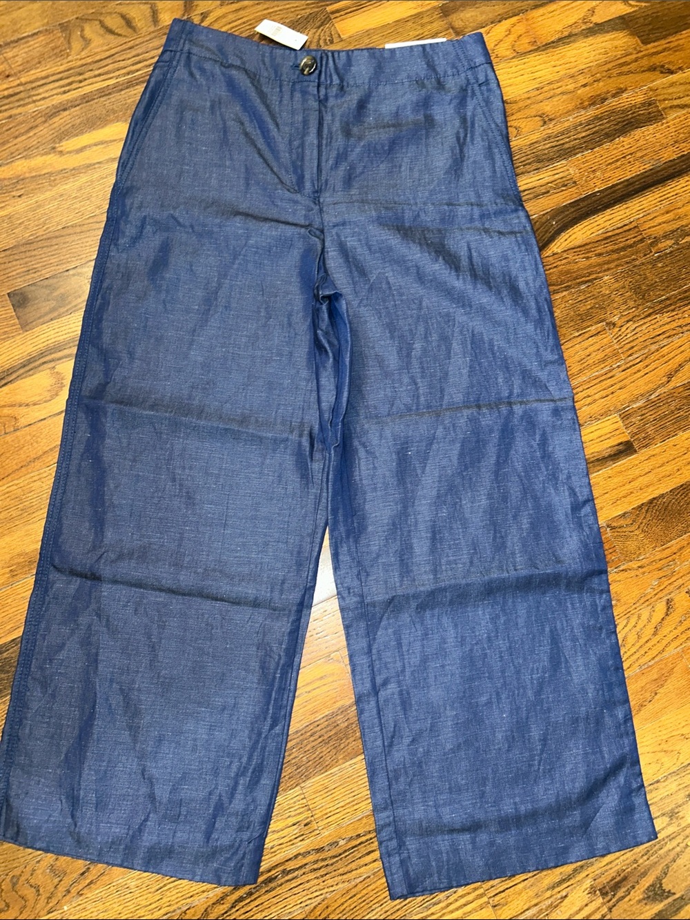 Ann TaylorWide-Leg Women’s Denim Pants in Navy Blue, high rise, wide leg cropped